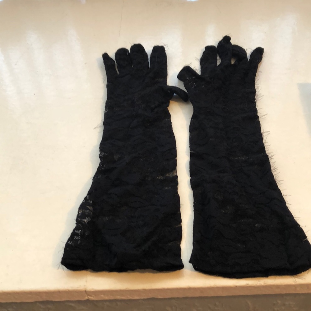 Eyelash lace elbow length gloves
